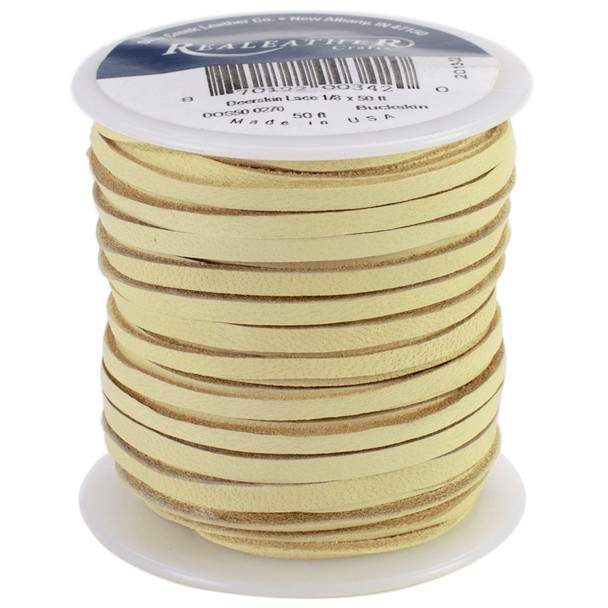REALEATHER CRAFTS - Deerskin Lace .125"X50' Spool - Buckskin (DOS50-0270) 870192003420