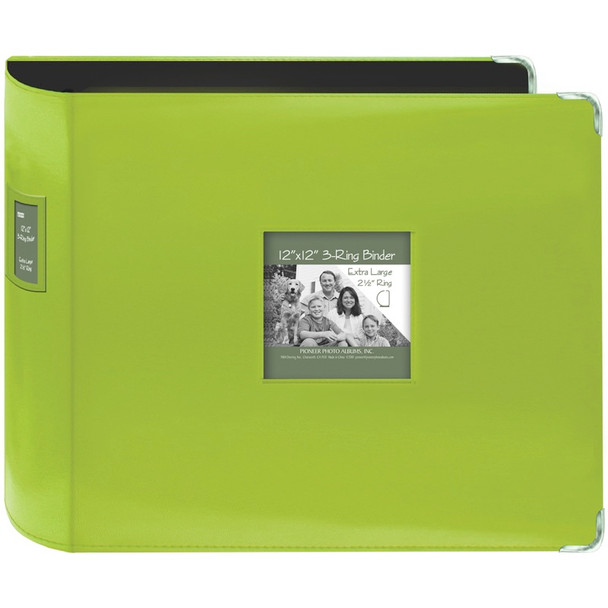 PIONEER - 3-Ring Sewn Leatherette Album 12"X12"-Bright Green (T12JF-CGN) 023602642621