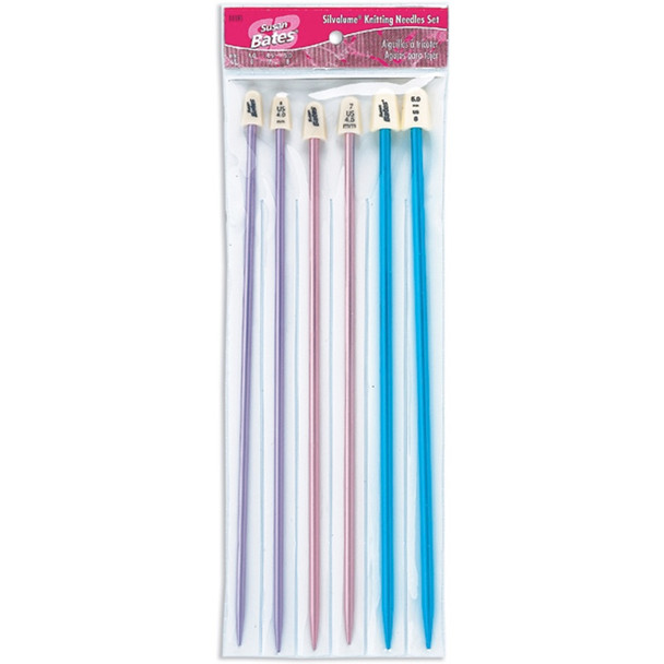 SUSAN BATES - Silvalume Single Point Knitting Needles 10" Gift Set-sizes 6 to 8 (11191) 077216002661