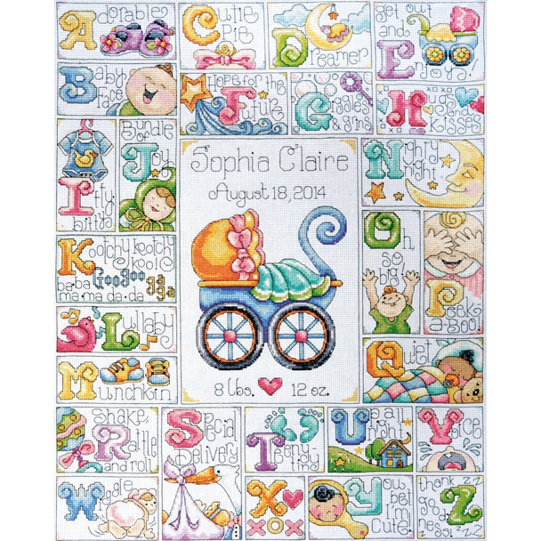 TOBIN - Baby ABC Counted Cross Stitch Kit - 16"X20" 14 Count (DW2770) 021465027708