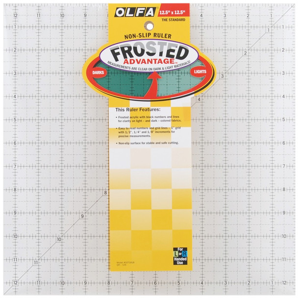OLFA - Frosted Advantage Non-Slip Ruler "The Standard"-12-1/2"X12-1/2" (QR12S) 091511300932