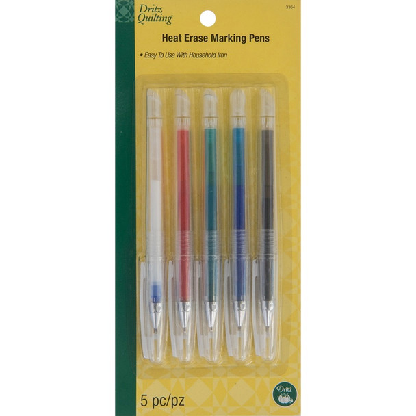 DRITZ - Quilting Heat Erase Pen 5/Pkg-Assorted Colors (3364) 072879033649