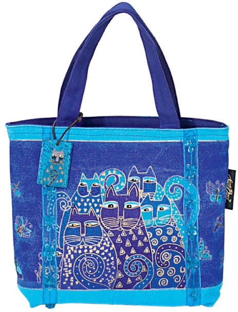 LAUREL BURCH - Mini Bag 11"X3"X8"-Indigo Cats (LB415) 651462020756