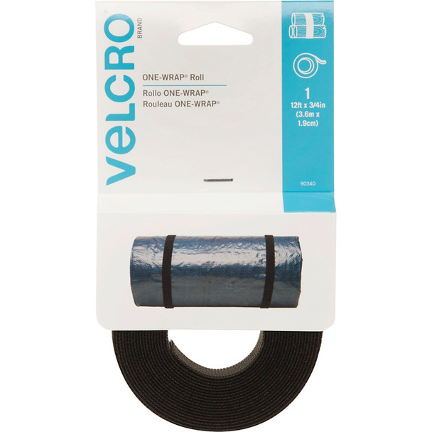 VELCRO BRAND - ONE-WRAP(R) Roll 3/4"X12'-Black (90340) 075967903404