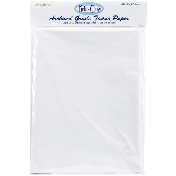 RETRO CLEAN - Archival Grade Tissue Paper - Unbuffered-24"X36" 12/Pkg (70738) 793936707388