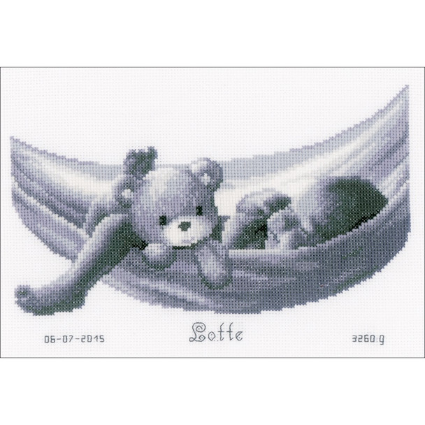 VERVACO - Baby In Hammock Birth Record On Aida Counted Cross Stitch Ki-10.5"X7.5" 14 Count (V0150906) 5413480439294