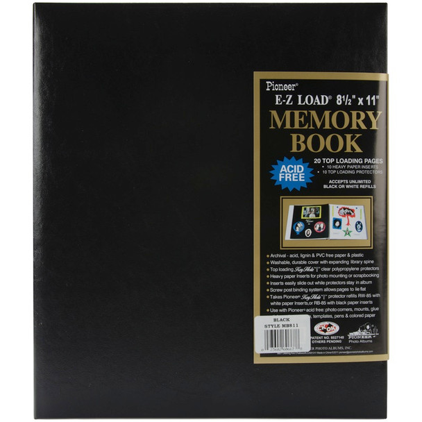 PIONEER - Leatherette Post Bound Album 8.5"X11"-Black (MB811-60667) 023602606678