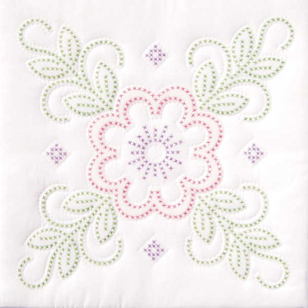 JACK DEMPSEY - Stamped White Quilt Blocks 18"X18" 6/Pkg-floral design (732 97) 013155470970