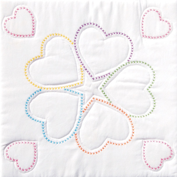 JACK DEMPSEY - Stamped White Quilt Blocks 18"X18" 6/Pkg-five xx hearts (732 185) 013155471854