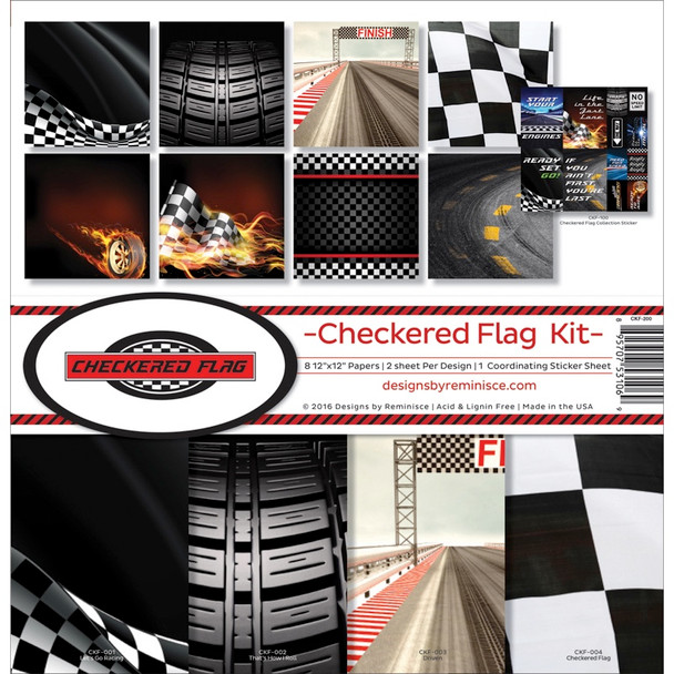 REMINISCE - Collection Kit 12"X12"-Checkered Flag Scrapbooking Paper (CKF200) 895707531069