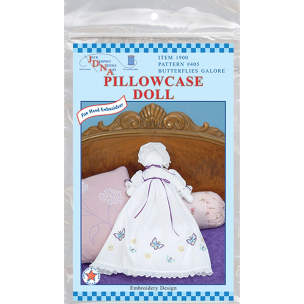 JACK DEMPSEY - Stamped White Pillowcase Doll Kit-Butterflies Galore (1900 405) 013155884050
