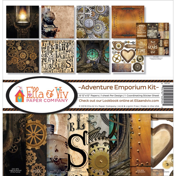 Ella & Viv - Collection Kit 12"X12"-Adventure Emporium Scrapbooking Paper (EAV924) 895707409245