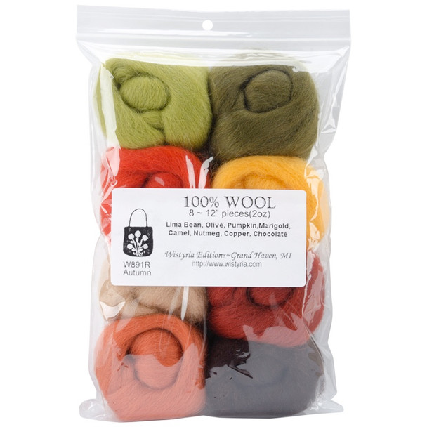 WISTYRIA EDITIONS - Wool Roving 12" .25oz 8/Pkg-Autumn (Wr-891) 893812001750