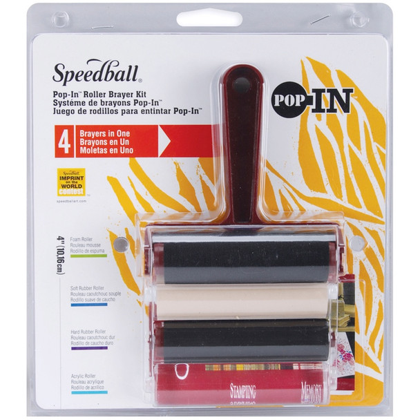 SPEEDBALL ART - Pop-In 4" Roller Brayer Kit-Foam, Rubber, Hard Rubber & Acrylic (SB4181) 651032041815