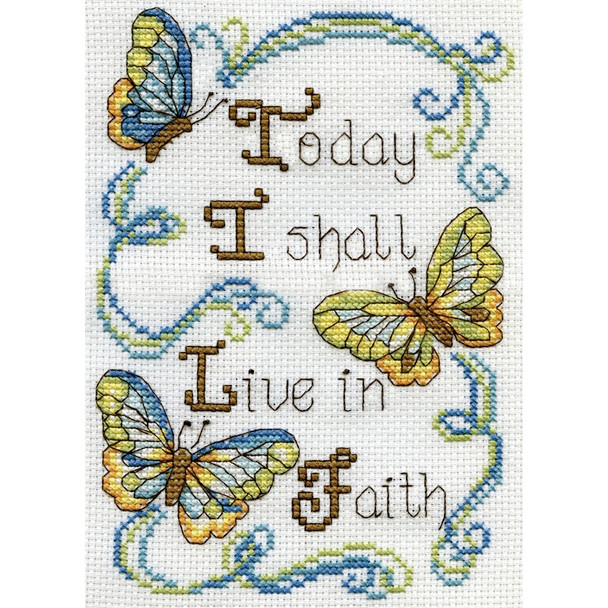 TOBIN - Live In Faith Mini Counted Cross Stitch Kit-5"x7" 14 count (dw2895) 021465028958