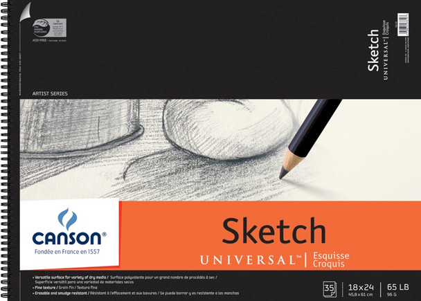 CANSON - Universal Spiral Sketch Book 18"X24"-35 Sheets (702-195) 030674076193