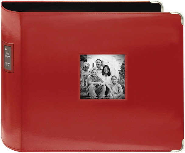 PIONEER - 3-Ring Sewn Leatherette Album 12"X12"-Red (T12JF-RD) 023602637757