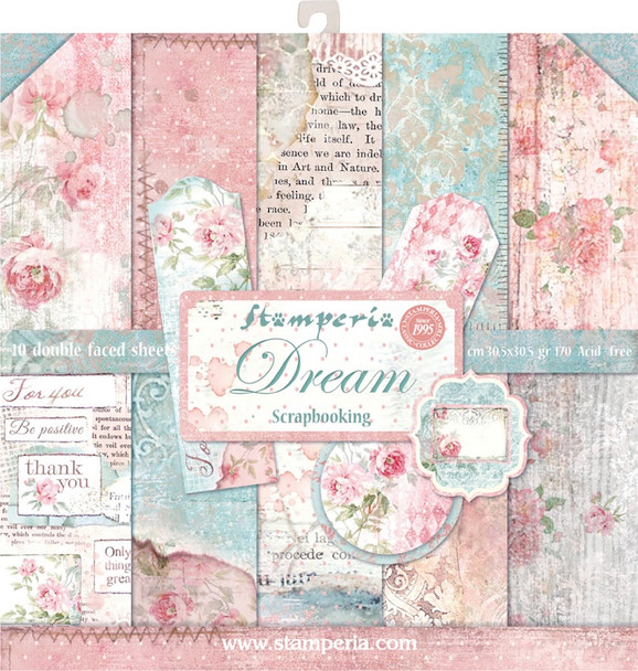 STAMPERIA - Double-Sided Paper Pad 12"X12" 10/Pkg-Dream, 10 Designs/1 Each (SBBL27) 8024273990006