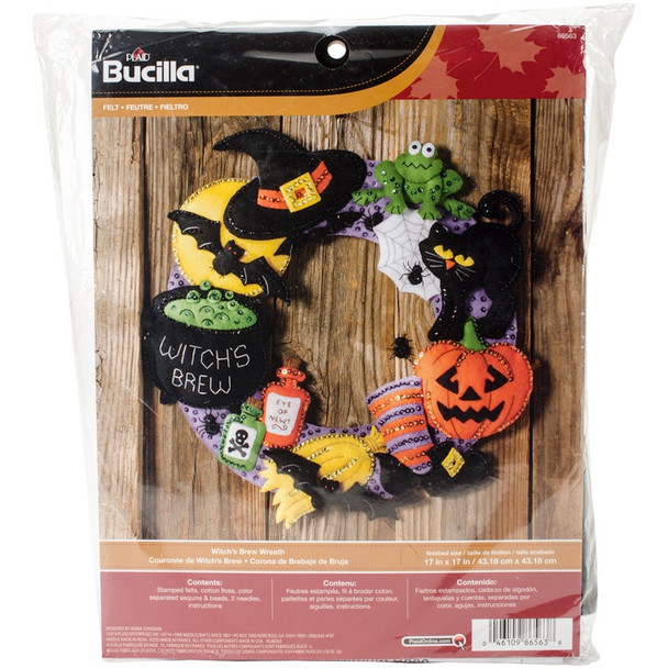 BUCILLA - Witch's Brew Wreath Felt Applique Kit-17" Round (86563) 046109865638