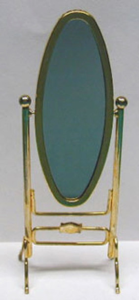 NEW CREATIONS - 1" Scale Dollhouse Miniature - Brass Cheval Mirror (RA0104)