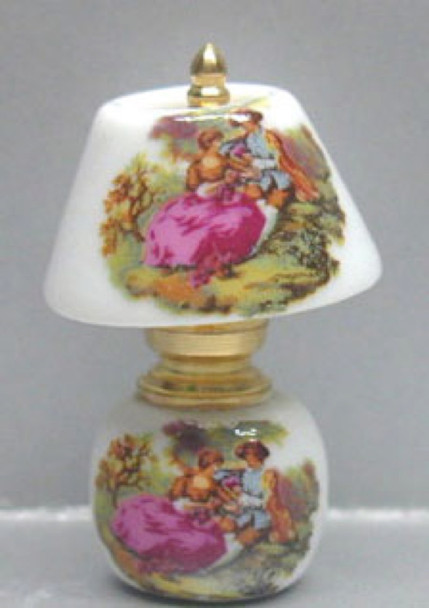 NEW CREATIONS - 1" Scale Dollhouse Miniature - China and Brass Lamp - French Couple (RA0172)