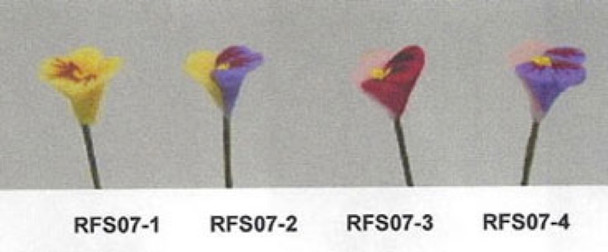 NEW CREATIONS - 1" Scale Dollhouse Miniature - Pansy Stems Set Of 12 Purple and Yellow (RFS07-2)