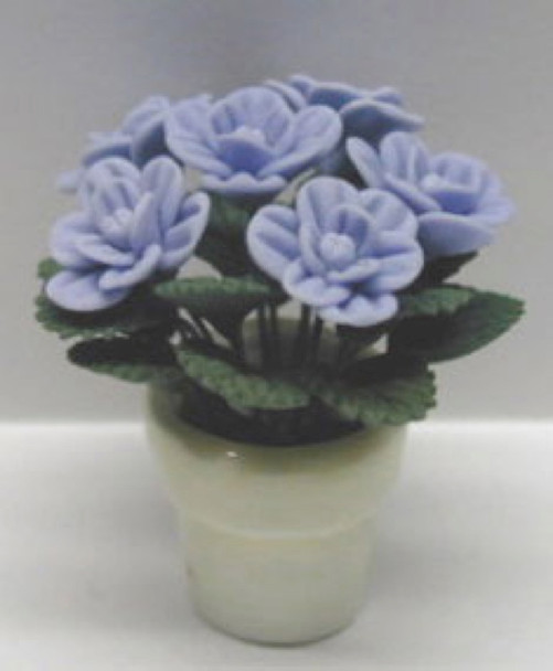 NEW CREATIONS - 1" Scale Dollhouse Miniature - Blue Roses In Clay Pot (RP0005)
