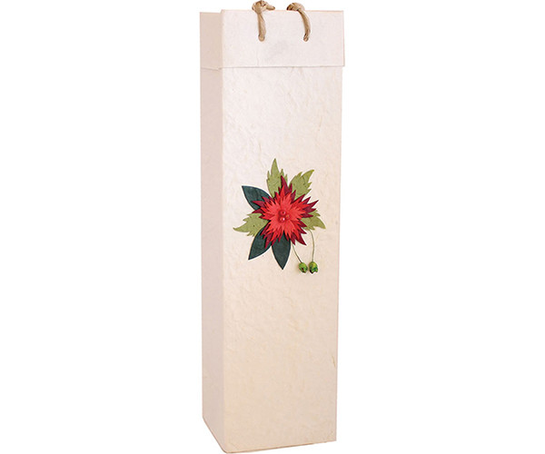 BELLA VITA - OB1 Red Flower - Handmade Paper Olive Oil Bottle Gift Bags - Set of 6 (OB1REDFLOWER) 822372201423