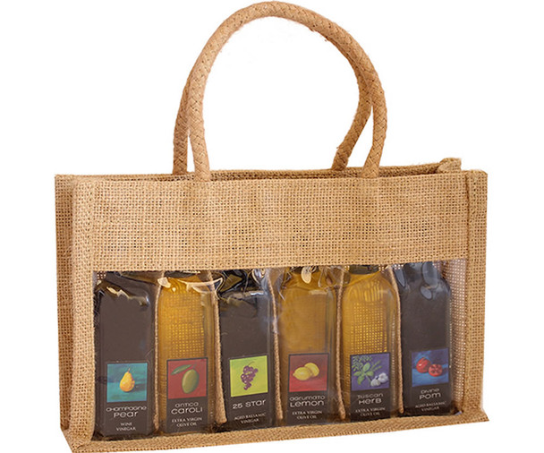 BELLA VITA - OJ6 Sampler Natural - Jute 6 Sample Bottle Olive Oil Bags (OJ6SAMPLERNATUR) 822372202529