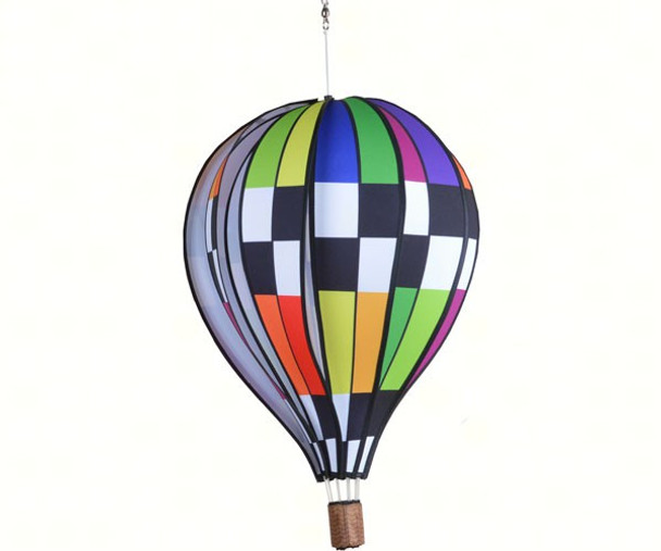 PREMIER DESIGNS - Checkered Rainbow 22 inch Hot Air Balloon Wind Spinner PD25745 630104257453