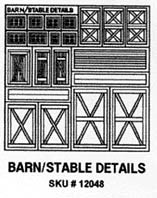 PRECISION PRODUCTS - Half Scale (1/2" Scale) Dollhouse Miniature Plastic Styrene Pattern Sheet Stock - Barn Stable Detail Sheet (PRE1248)