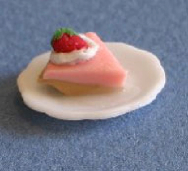 RAINDROP MINIATURES - 1" Scale Dollhouse Miniature - Strawberry Pie Slice with Strawberry on Top (103)