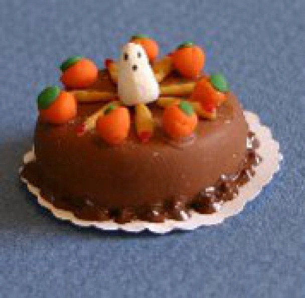 RAINDROP MINIATURES - 1" Scale Dollhouse Miniature - Cake - Ghost with Halloween Theme (12)