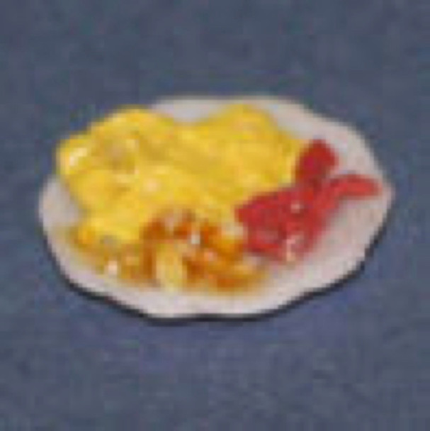 RAINDROP MINIATURES - Half Scale (1/2" Scale) Dollhouse Miniature - Breakfast Plate - Scrambled Eggs (155)