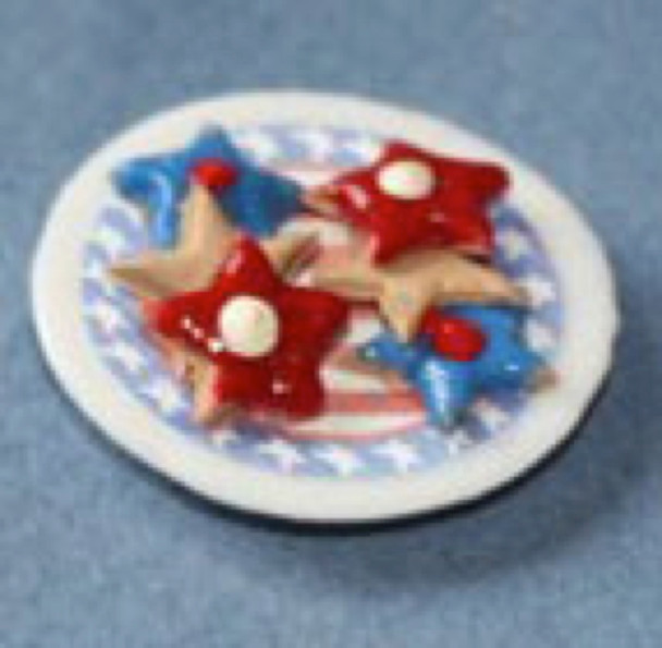 RAINDROP MINIATURES - 1" Scale Dollhouse Miniature - Patriotic Cookies - Fourth of July Theme (178)