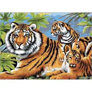 ROYAL BRUSH - TIGER AND CUBS Paint By Number Kit (PJL5) 090672994042