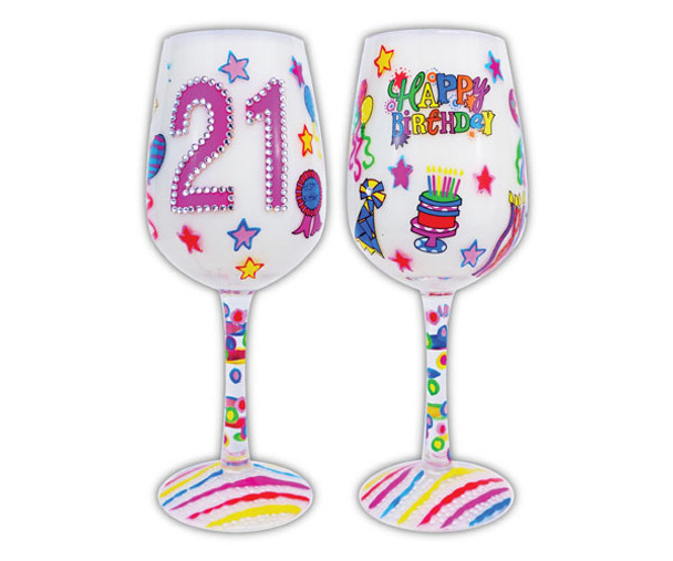 BOTTOM'S UP - 95 AND SUNNY - Wine Glass, 21 It's My Birthday (WG21ITSMYBIRTHD) 689076942201