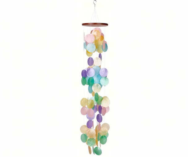 Woodstock Chimes - Capiz Waterfall Rainbow (Decorated Design) - Wind Chime WOODCWR 028375241217