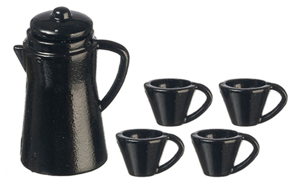 OakridgeStores.com | AZTEC - Black Coffee 5 Piece Set - Dollhouse Miniature (D2790)