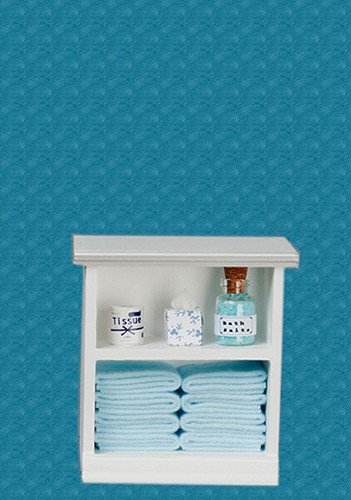 OakridgeStores.com | AZTEC - Small Bath Cabinet Blue - Dollhouse Miniature (SH0012)