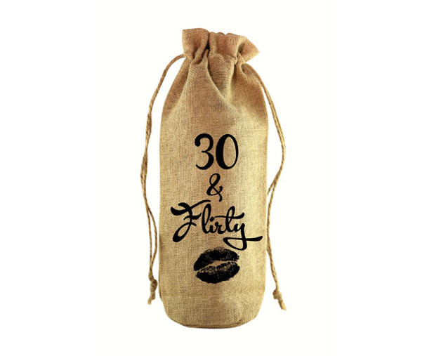 OakridgeStores.com | Zee's Creations - 30 & Flirty Jute Wine Bottle Sack (JB1001) 817441016923 OakridgeStores.com | Zee's Creations - 30 & Flirty Jute Wine Bottle Sack (JB1001) 817441016923