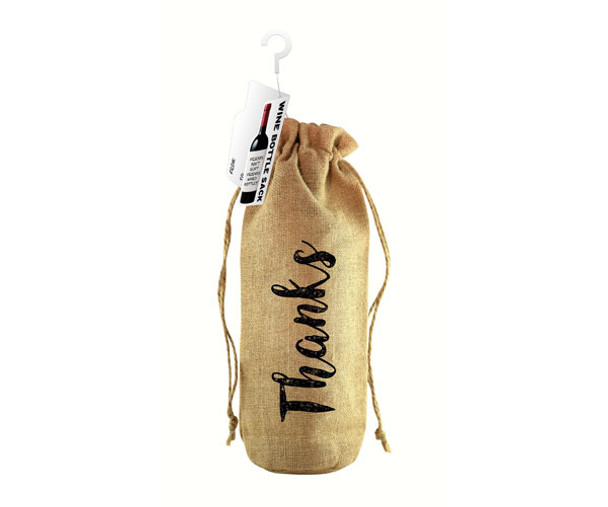 OakridgeStores.com | Zee's Creations - Thanks! Jute Wine Bottle Sack (JB1008) 817441016992