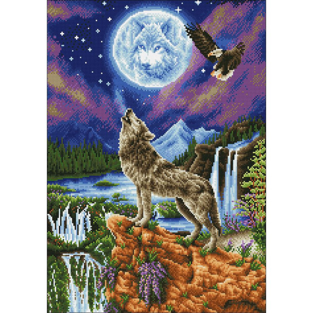 OakridgeStores.com | Diamond Dotz - Mystic Wolf Diamond Dotz Diamond Embroidery Facet Art Kit 18.5"X26.4" (DD12028) 4897073249261