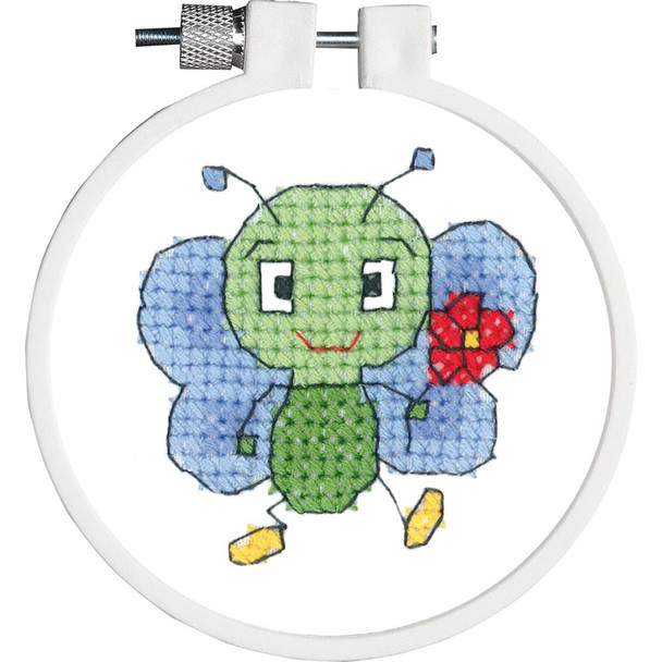 OakridgeStores.com | Janlynn - Bug & Flower Janlynn/Kid Stitch Stamped Cross Stitch Kit 3" Round (21-1816) 049489008688