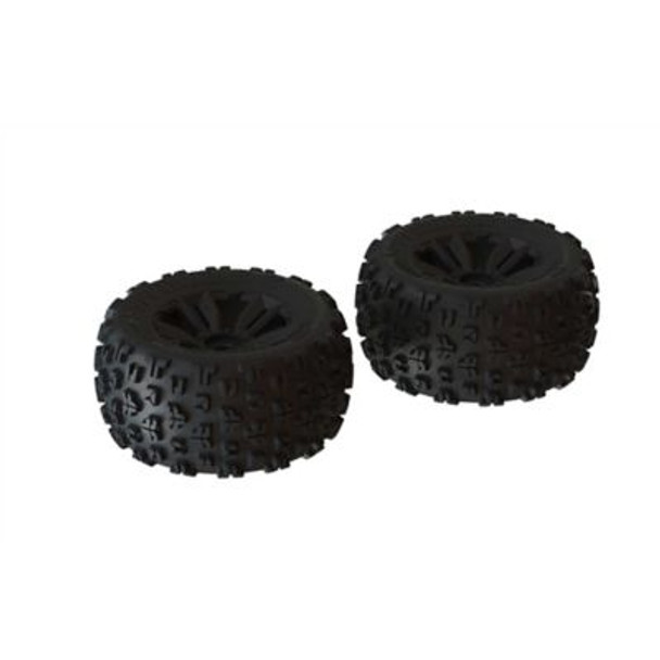 OakridgeStores.com | ARRMA DBOOTS 'COPPERHEAD2 Mounted Tire Set w/Rims Glued (BLACK) (2PCS) (ARA-550059) 5052127032070