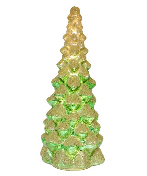 OakridgeStores.com | Gift Essentials - Holiday Green & White Pine Tree - LED Illuminated Glass Figurine - Large 14" (GE3006) 645194082854