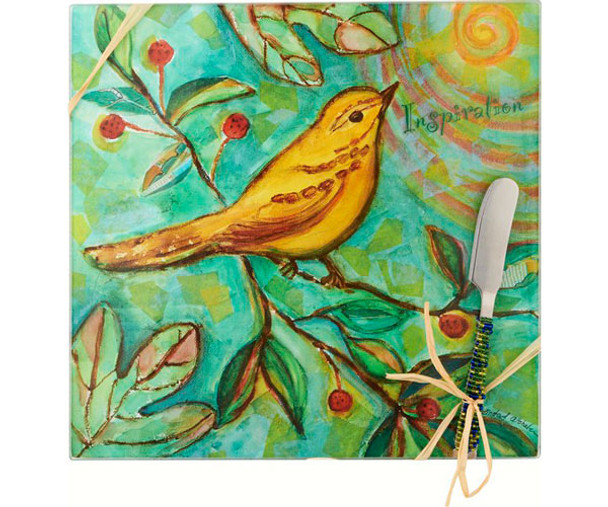 OakridgeStores.com | LS Arts Inc - Cheese Board - Bird - Inspiration Art Decor (Square) 9" (HS-051) 630613034545