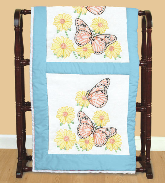 OakridgeStores.com | Jack Dempsey - Stamped White Quilt Blocks 18"X18" 6/Pkg - Butterflies (732-696) 013155476965