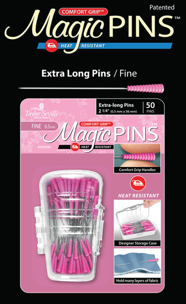 OakridgeStores.com | Taylor Seville - Quilting & Sewing Magic Pins - Extra Long Fine - Pink 50/Pkg (219706) 766152219706