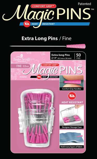 OakridgeStores.com | Taylor Seville - Quilting & Sewing Magic Pins - Extra Long Fine - Pink 50/Pkg (219706) 766152219706